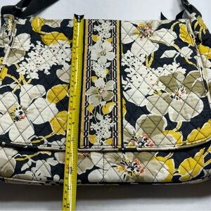 Vera Bradley Yellow and Black Floral Messenger Bag Quilted